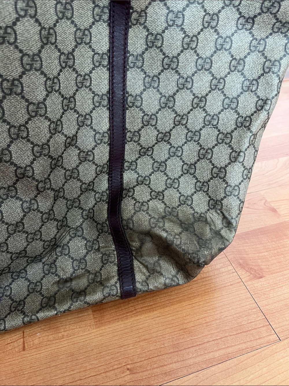 Gucci GG Canvas Tote with Brown Trim - Picture 5 of 13